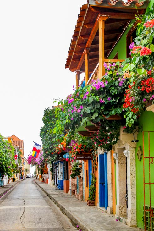 Colourful streetscape of Cartagena's Centro Historico