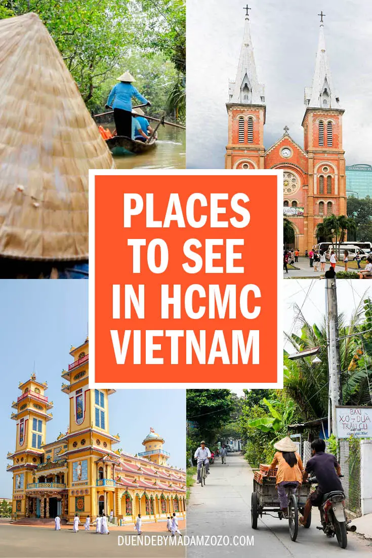 Images of Ho Chi Minh City and the Mekong River Delta with title "Places to See in HCMC, Vietnam"