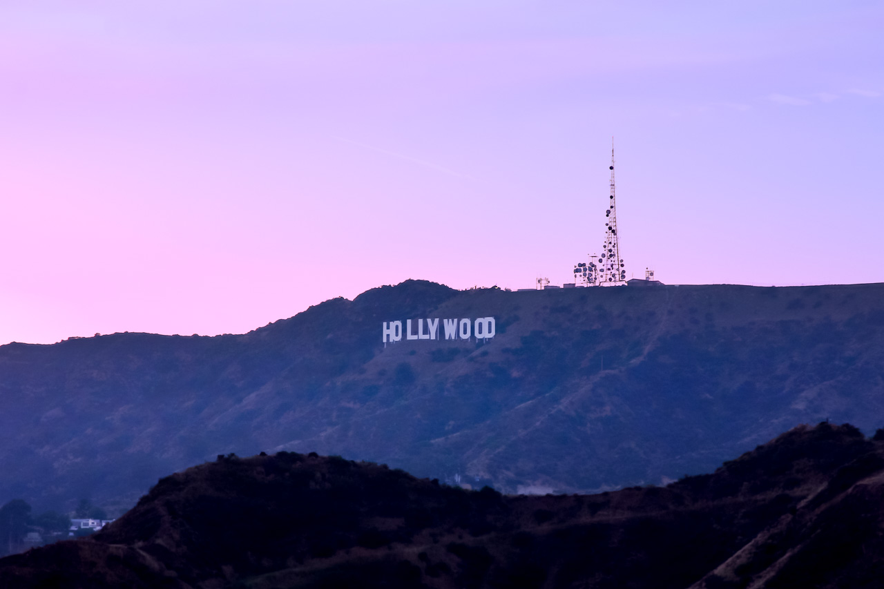 Sunset view of the Hollywood Sign from Griffith Observatory