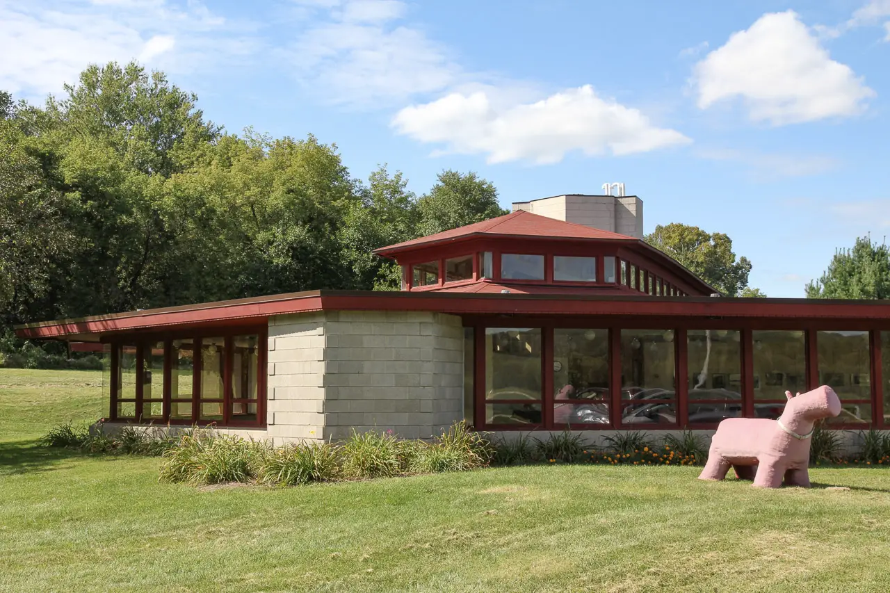 Exterior of the Frank Lloyd Wright-designed Wisconsin Valley School Cultural Arts
