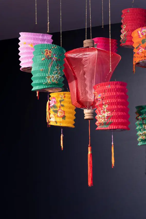 Chinese New Year lanterns in spring hues