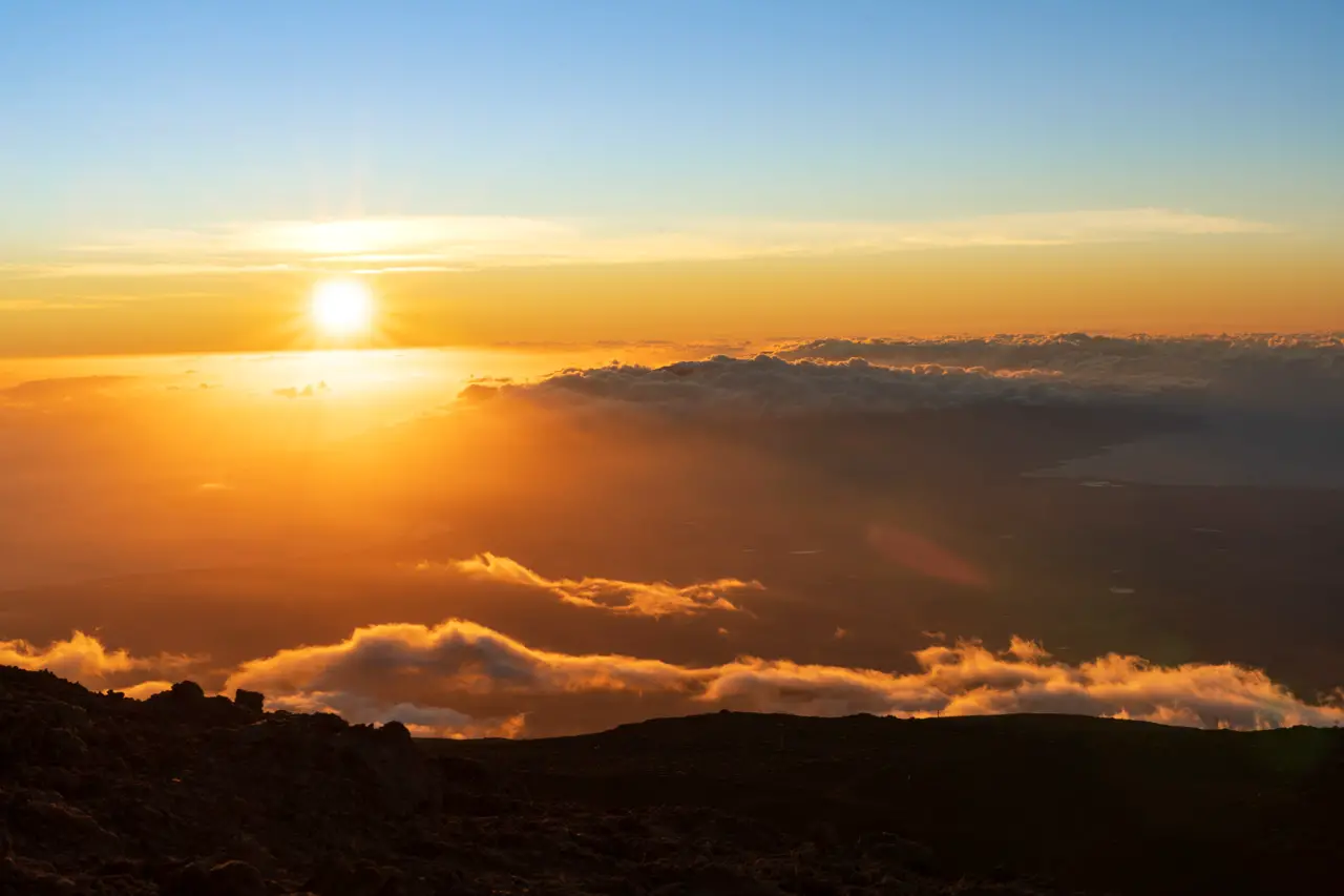 Sunset views from the summit of Haleakalā Volcano