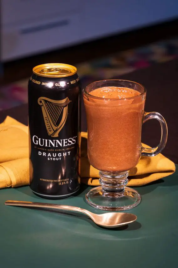Guinness and Chocolate Mousse next to a can of Guinness