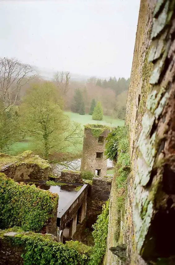 Blarney Castle and grounds with grey winter skies