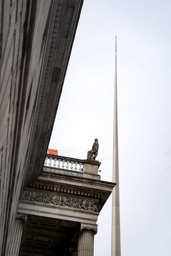 Spire of Dublin with GPO in foreground