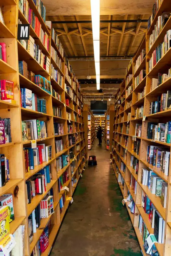 Aisles of bookshelves at Powell's City of Books
