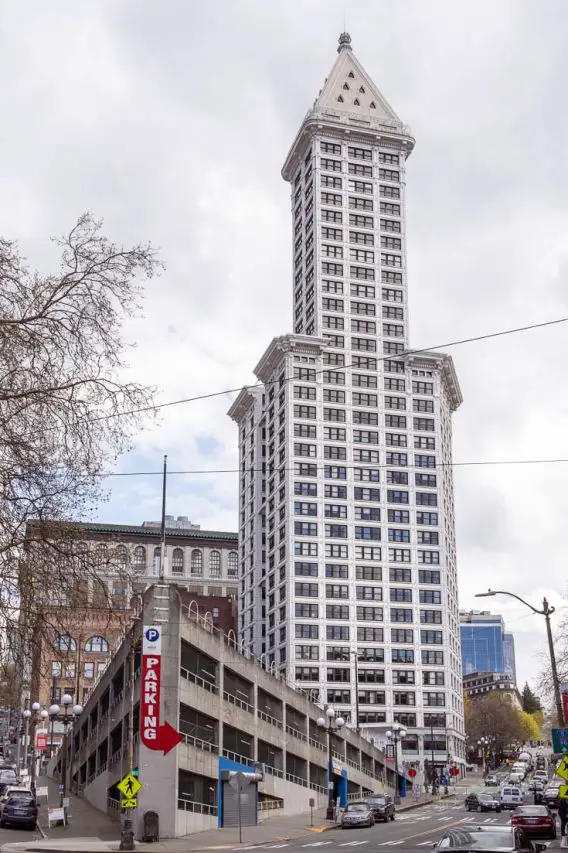 Smith Building with Sinking Ship Parking Garage in foreground