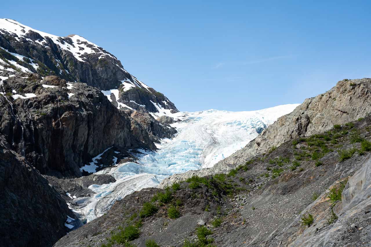 Glacier terminus on mountainside