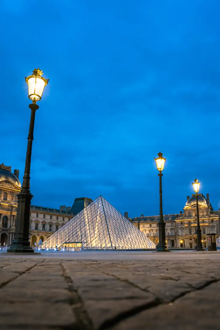 The Louvre illuminated at night