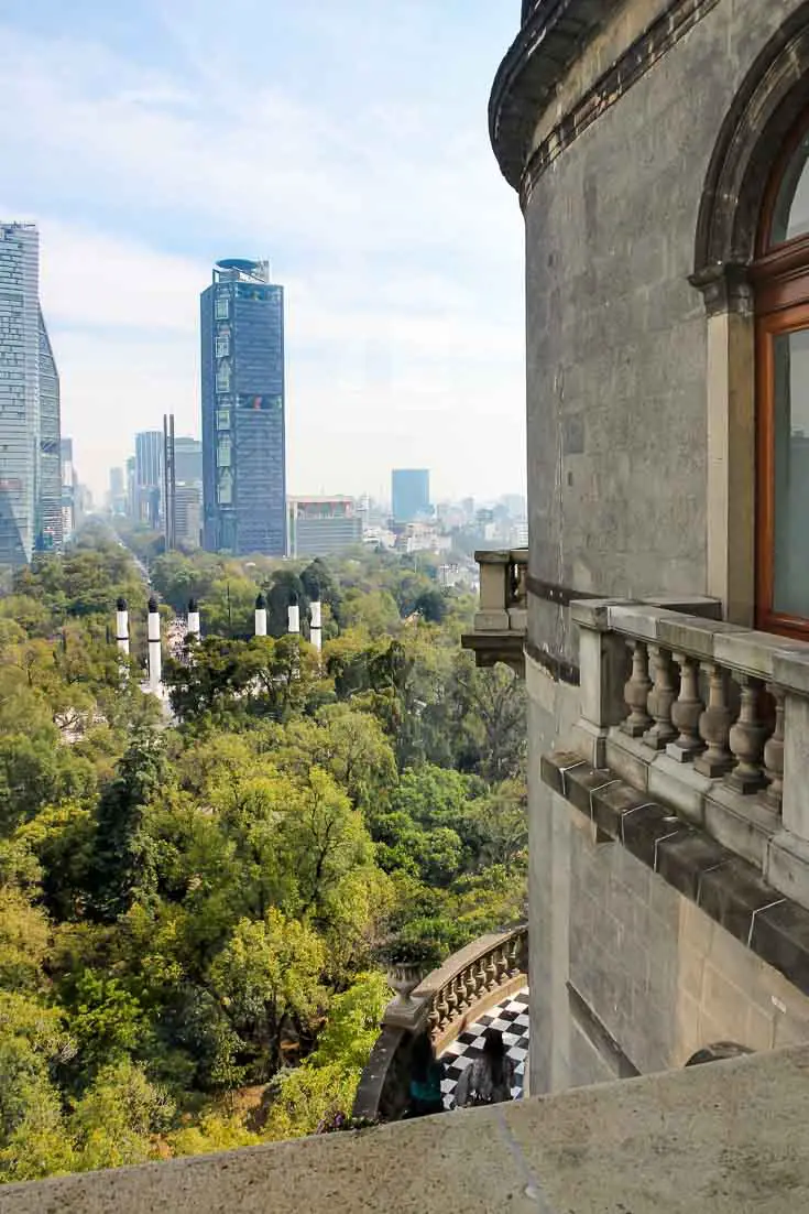 View to Paseo de la Reforma from the eastern terrace of Chapultepec Castle