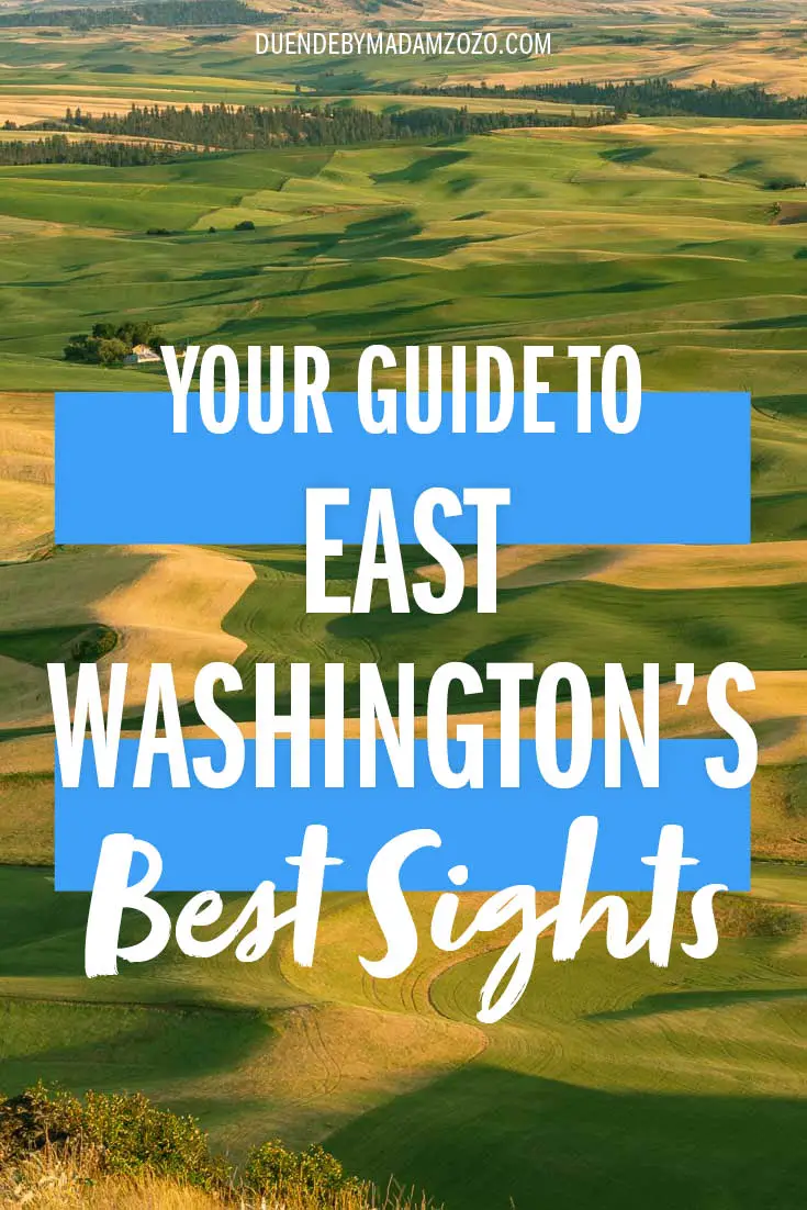 Image of golden hour across rolling wheat fields and text overlay reading "Your Guide to East Washington's Best Sights"