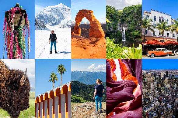 Collage of images from the best States to visit in the USA